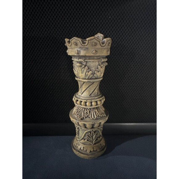 Vintage Crown Chess Piece-Inspired Decorative Figurine Tall Rustic Aged Look - Picture 1 of 8